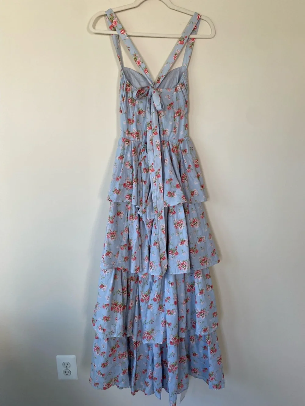 NWT Abercrombie Lace-Up Back Tiered Maxi Dress SZ Small Tall Floral Cottagecore